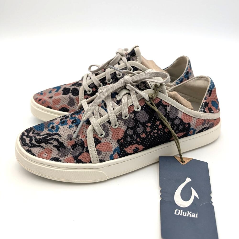 OluKai Pehuea Li Lace-Up Sneaker Shoes Women's Cloudy/Pa’i Size US8 EU38